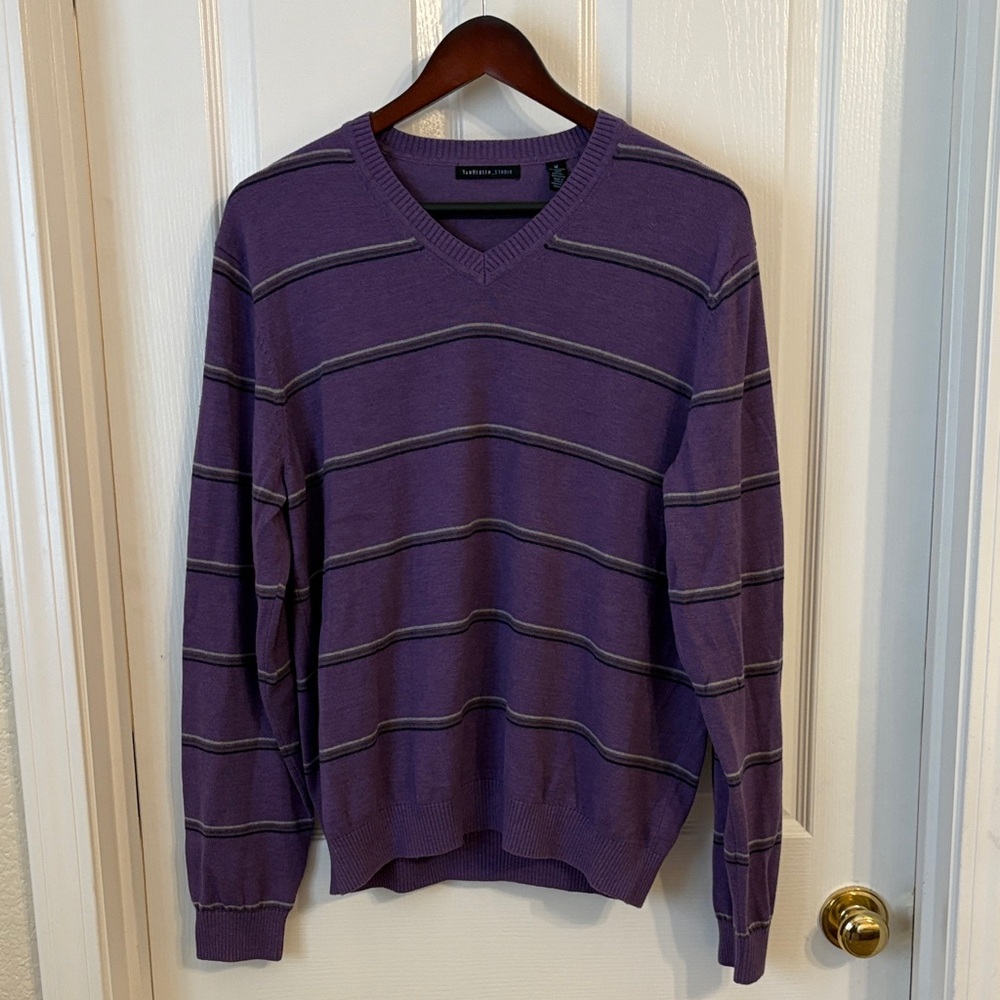 Van Heusen Studio Purple Striped Men’s Sweater Size M